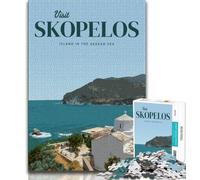 Visitez Skopelos Puzzles 1000 pièces pour Adultes Adolescents, Aidez Le Cerveau à exercer des Jouets addictifs pour cultiver la Patience Excellent Cadeau 38x26cm