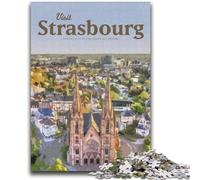 Visitez Strasbourg Puzzles Adultes 1000 Pièces, Convient aux 14 Ans et Plus Décoration Murale Jouets Anniversaire et Cadeaux Uniques 2000pcs (70x100cm)