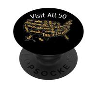 Visitez Tous Les 50 États américains - Souvenir pour Hommes et Femmes PopSockets PopGrip Adhésif