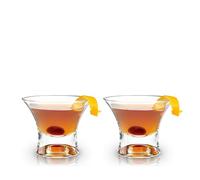 Viski Lot de 2 verres Manhattan à base lourde en cristal transparent sans plomb de qualité supérieure, verres à martini, verres à cocktail, coffret cadeau, 207 ml