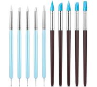 VISLANTE Lot de 10 outils de modelage en silicone pour fondant - Pinceau en silicone - Outil de sculpture d'argile - Pinceau en caoutchouc pour bricolage, artisanat, céramique, sculpture, peinture