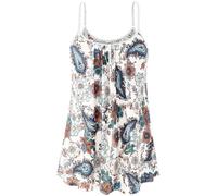 vislivin Débardeur Camisole pour Femmes avec Soutien-Gorge Intégré Debardeur Fluide Décontractée Caraco Bretelles Spaghetti Hauts sans Manche été Top S-4XL Lotus Flower S