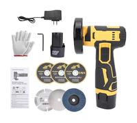 VISLONE Mini Meuleuse d'angle sans fil, polisseuse de coupe sans fil 21 V avec 2 batteries rechargeables, mini coupe-carrelage multifonction avec 6 disques pour brique, bois, acier, pierre