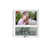 Horloge Calendrier Numérique et Son Cadre Photo Personnalisable - La Viso5 de Geemarc avec Réglage Automatique de l’Heure pour Les Personnes Âgées - Fonctionne sur Pile - sans Rétroéclairage