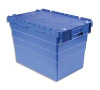 VISO Bac de rangement navette 78L polypropylène Bleu, gerbable et emboîtable, poignées, Dim 60x40X41,6cm