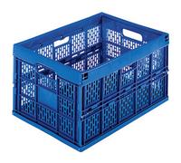 VISO Bac pliable 360 x 535 x 280 mm avec couvercle et poignées lot de 5 - 45 L - Polypropylène bleu