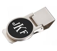 Visol Personalized Fio Chrome Matte & Black Hinged Money Clip with Free Monogram