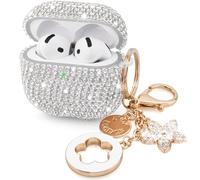 VISOOM Étui à bijoux mignon pour Airpods 4 coques 2024 pour femmes, étui scintillant pour AirPods 4 Gen Coque rigide en TPU pour Airpod 4ème génération iPod 4 Cas avec porte-clés bling pour iPod
