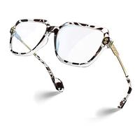 VISOONE Lunettes bloquant la lumière bleue surdimensionnées avec cadre carré TR90 et branches en métal pour femmes et hommes REMY, Écaille, Lagre