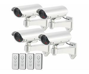 VisorTech 4 caméras de surveillance factices avec détecteur infrarouge et fonction alarme