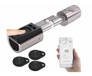 VisorTech Cylindre de porte électronique connecté avec lecteur d'empreinte digitaleTSZ-700
