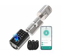 VisorTech Cylindre de porte RFID connecté TSZ-590 à empreinte digitale et code PIN