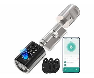 VisorTech Cylindre de porte RFID connecté TSZ-590 à empreinte digitale et code PIN