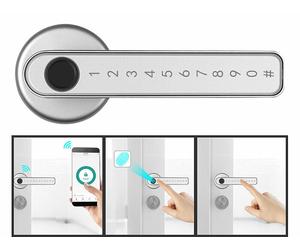 VisorTech Poignée de porte connectée TSZ-800 avec scanner d'empreintes et code PIN - coloris argenté