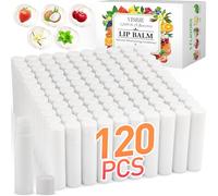 VISRIE Lot de 120 tubes de baume à lèvres naturel en vrac, personnalisés pour cadeaux de fête et remplissage de panier cadeau, mariage ou fête prénatale - 5 saveurs