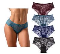 VisSec Ensemble de 4 culottes translucides pour femme en dentelle douce et sexy érotique pour sous-vêtements, ensemble de 4 pièces (M/L/XL), 4 couleurs., M