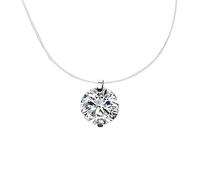 vissen 925 Silver 8mm Cubic Zirconia Necklace for Women Invisible Nylon Chain CZ Solitaire Pendant Necklace Dainty Jewelry