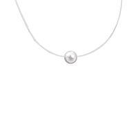 vissen Collier en argent 925 et oxyde de zirconium pour femme - Chaîne invisible en nylon - Pendentif solitaire CZ - Bijoux délicats, Perle, Perle