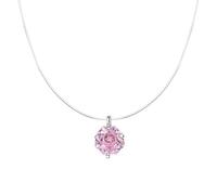 vissen Rose Invisible Chain Necklace For Women Pink Cubic Zirconia Pendant Necklace Hypoallergenic Jewelry
