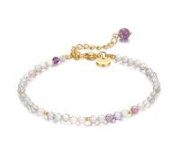 vissen Vert Violet Fluorite Bracelet Pierre Naturelle pour Femme Plaqué Or Acier Inoxydable Beaded Bracelet Fantaisie Bijoux