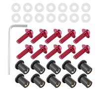 visserie bulle moto, vis bulle moto,Écrous De Boulon, 10 Pièces Boulons De Pare-Brise De Moto Rondelles D'Écrou Kit De Montage De Carénage De Moto Universel (Rouge)