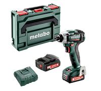 metabo 601115500 - Atornillador de impacto sin escobillas a bateria 12V / 2x 2,0 Ah Li-Ion PowerMaxx SSD 12 BL con maletín