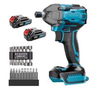 Visseuse à chocs sans fil compatible avec batterie Makita 18 V, 350 Nm 1/2" visseuse à percussion sans balais pour changement de pneu de voiture (avec 2 batteries de 3,0 Ah)