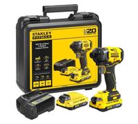 STANLEY FATMAX V20 Visseuse à Impacts Sans Fil 18 V Li-Ion Moteur Brushless 190 Nm 3800 cps/mn avec 1 Mallette 2 Batteries 2 Ah SFMCF820D2K-QW