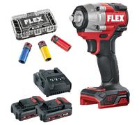 Visseuse à percussion FLEX IW 1/2" 400 EC 18V avec jeu de douilles à choc (batterie et chargeur)