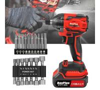 Visseuse à percussion sans fil 1/2 pilote sans fil avec batterie 1500 mAh Vitesse variable 2200 tr/min 320 N.m avec 14 clés à douille et 10 embouts de tournevis