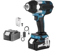 Visseuse à percussion sans fil 1800 Nm, 1/2", compatible avec Makita 18 V, 3 vitesses avant, 2 vitesses arrière, visseuse à percussion sans fil avec lumière LED, pour voiture et maison (bleu)