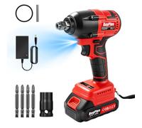 Visseuse à percussion sans fil 21 V sans balais, prise 1/2", visseuse sans fil multifonction avec lumière de travail LED, batterie au lithium 1,5 Ah et kit d'accessoires pour voiture, vélo, travail du