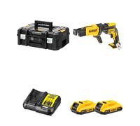 Visseuse à placo 18V DCF620NT-XJ + Chargeur de vis à bande DCF6202 + 2 batteries 18V 2 Ah + 1 chargeur DCB1104-QW DEWALT