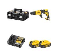 Visseuse à placo 18V DCF620NT-XJ + Chargeur de vis à bande DCF6202 + 2 batteries 18V 5 Ah + 1 chargeur DCB1104-QW DEWALT