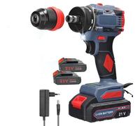 Visseuse Devisseuse Sans Fil avec 2 Batteries,Ceuse à Percussion sans fil 21V,Perceuse Visseuse,55 Nm de Couple,2 Vitesses Variables,LED,Perceuse à Percussion pour Brique,Métal,Bois (Rojo)