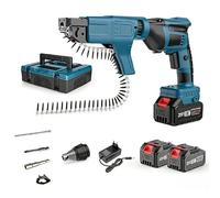 Visseuse Plaques de Plâtre Brushless 21V, Tournevis Électrique sans Fil avec 3000mAh Batteries *2,Vitesse à Vide 5000tr/min,Lampe de Travail à LED,Réglage de la Profondeur,pour Rénovation intérieure