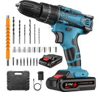 visseuse sans fil 21V, vitesse 1500 tr/min, couple 42 N-M, fonctionnalité 3 en 1, bleu (1 batterie)