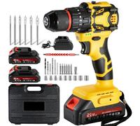 Visseuse sans fil sans balais 21 V - Perceuse-visseuse sans fil avec 2 batteries 2,0 Ah - 70 Nm - 25 + 3 niveaux de couple - Visseuse sans fil à 2 vitesses - Lumière LED - Mandrin 10 mm - Pour