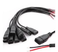 VISSQH 10 Pièces Queue de cochon USB Type-C,22AWG 5V 3A USB-C femelle vers fil nu à 2 broches,USB type C rallonge de câble, prise USB C à soudable avec extrémité ouverte pour les bricoleurs (25 cm)