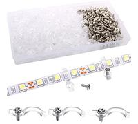 VISSQH 200pcs Clip De Bandes Lumineuses LED 8mm,Clip de Fixation Pour Bande LED Clip de Support de Fixation de Bande de Lumière en Silicone,Light Strip Clips avec 200 pcs de Vis (Transparent)