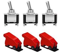 VISSQH 3pcs 12v interrupteur，interupteur bascule 12 volts etanche，2 Positions 2 Broches SPST on/Off ，AC125V 20A / AC250V 15A interrupteur voiture pour Voiture Tableau de Bord （Couverture rouge）