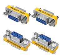 VISSQH 4 Pièces Connecteur Adaptateur de coupleur Femelle à Femelle 15 Broches,coupleur HDB15 15 Broches VGA SVGA Adaptateur Changeur HDB15