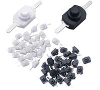 VISSQH 40pcs Bouton-poussoir à Verrouillage,Boutons Poussoir On-Off Autobloquant Bouton-poussoir tactile Mini Bouton Poussoir, Rond Bouton (DC 30V 1A)