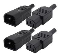 VISSQH 4pcs IEC 320 C14 Mâle Prise à C13 Femelle Prise,IEC C14 Kettle Plug,Ordinateur imprimante Moniteur Plug,Secteur Connecteur AC 250V 10A(soudable)
