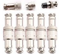 VISSQH 5 Paires GX16 3 Broches Aviation Connecteur,16mm Mâle Femelle connecteur aéronautique Circulaire,Panneau Métal Aviation Câble Connecteur, Aviation Connecteur Prise(Docking Type)