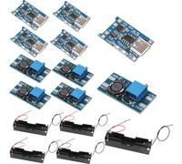 VISSQH 5 pcs Type-c USB 5V 1A 18650 Module de Charge Batterie au Lithium,avec Double Fonction de Protection+5 pcs 2A DC-DC Boost Step Up Converter +5 pcs 18650 Support de Batterie