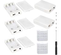 VISSQH 5 Pièces AA Support de Batterie,3 x 1.5V Support de Batterie 4.5V Battery Holder Box Case,AA Boîte à Piles en Plastique avec Intégré Prise Femelle USB Couvercle et Interrupteur on/Off