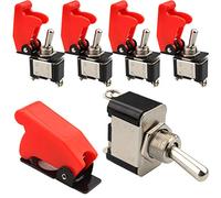 VISSQH 5pcs 12v interrupteur，interupteur bascule 12 volts etanche，2 Positions 2 Broches SPST on/Off ，AC125V 20A / AC250V 15A interrupteur voiture pour Voiture Tableau de Bord （Couverture rouge）