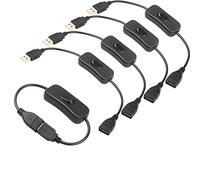 VISSQH 5pcs Rallonge USB avec Interrupteur, Câble USB Mâle à Femelle avec Interrupteur, Convient pour Enregistreur de Conduite, Lampe de Bureau LED, Ventilateur USB, etc (Noir)