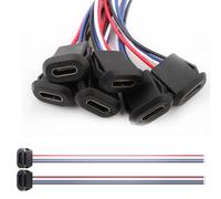 VISSQH 6 Pièces USB C 4 broches connecteur Femelle avec Boucle à Rainure à Pression,USB Type C souder connecteur 4 fils 3A USB C Montage sur Panneau connecteur 24AWG USB Type C Câble d'extension